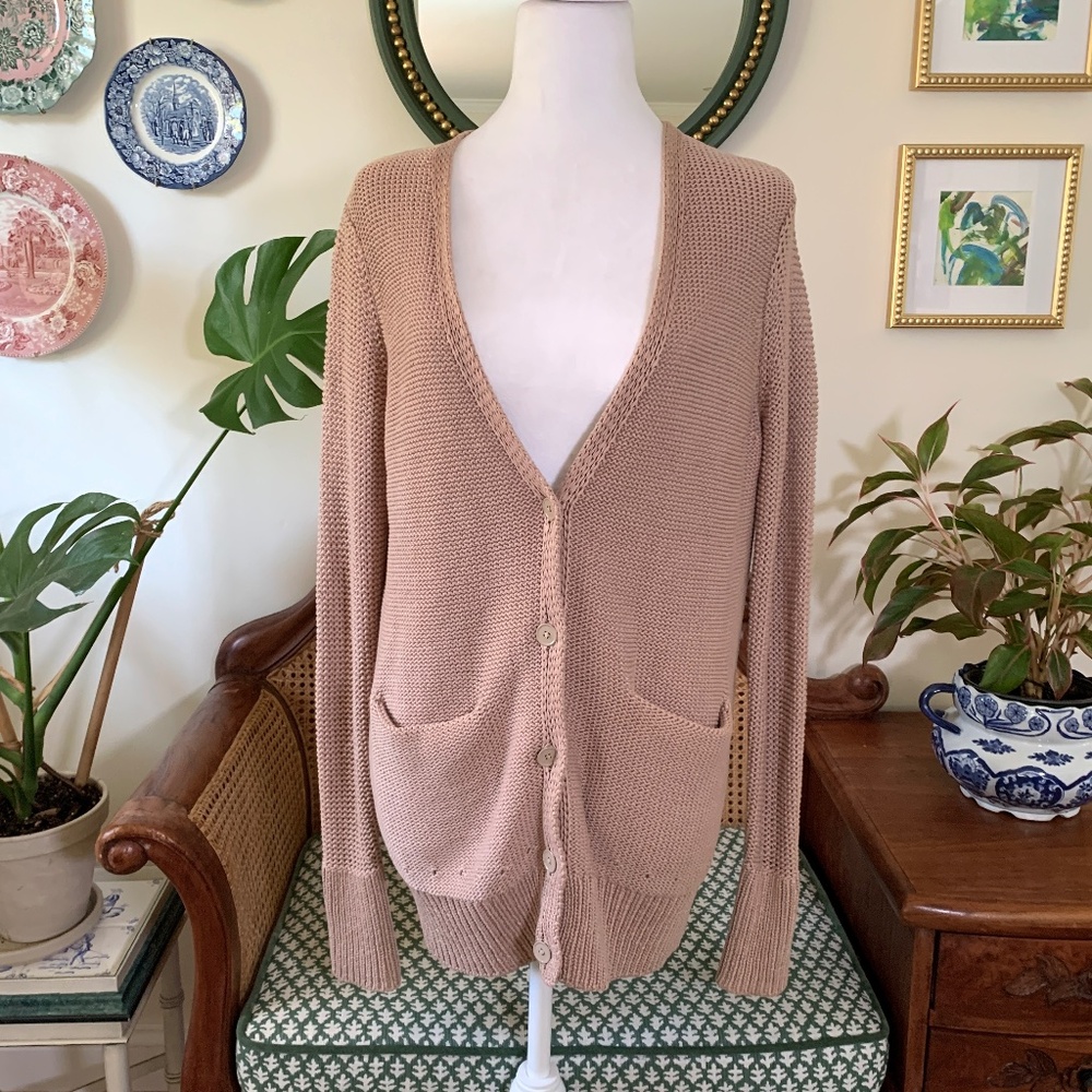 T Alexander Wang Tan Beige Brown Grandpa Long Cardigan Small